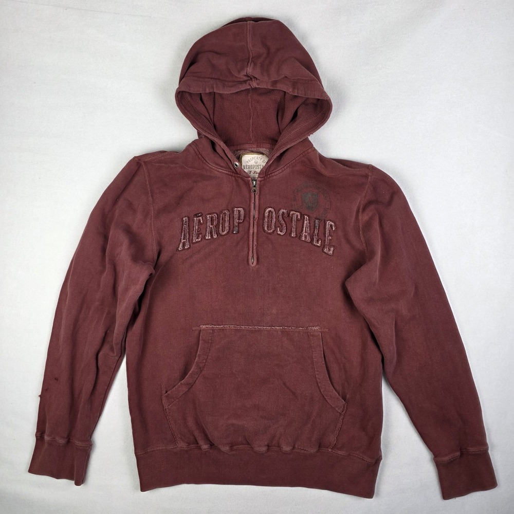 Vintage Y2k Aeropostale Hoodie Mens XL Distressed Skater Grunge Thermal Hood